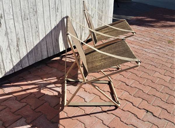 RARE Brown Jordan Folding Cricket Chairs designed by Henry Glass.