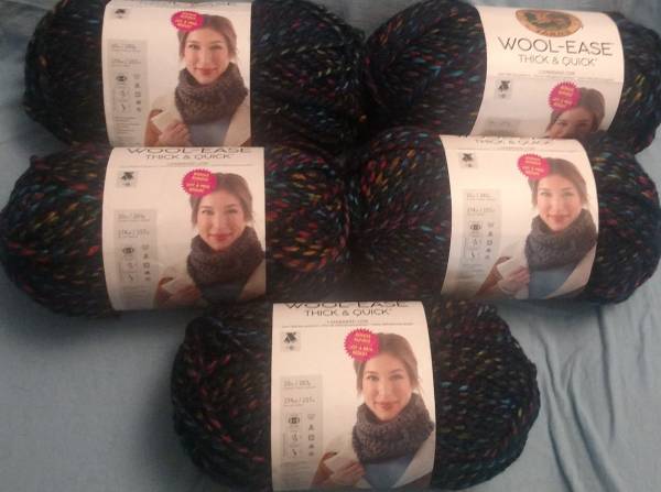 Lot of 5 Skeins Wool-Ease Yarn LIONBRAND City Lights NEW Thick & Quick