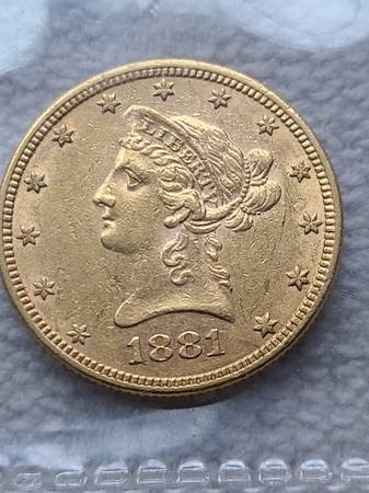 1881 10.00 Gold Eagle 1/2 oz Uncirculated condition