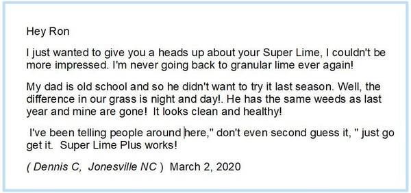 Super Lime Plus… Derived from Ag Lime ..Costs less per acre!!