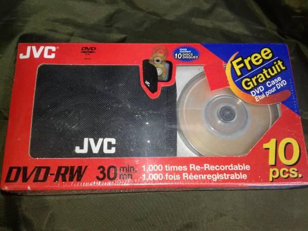 New Jvc 10 pack DVD-RW CAMCORDER DISCS & CARRYING CASE