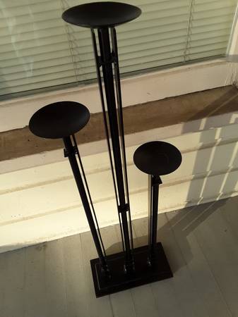 Black Wrought Iron Asymmetrical Candle Stand