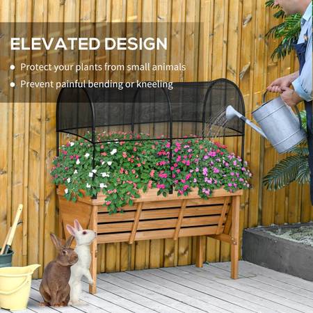 Beautiful Raised Elevated Garden Bed Planters with Shade Canopy