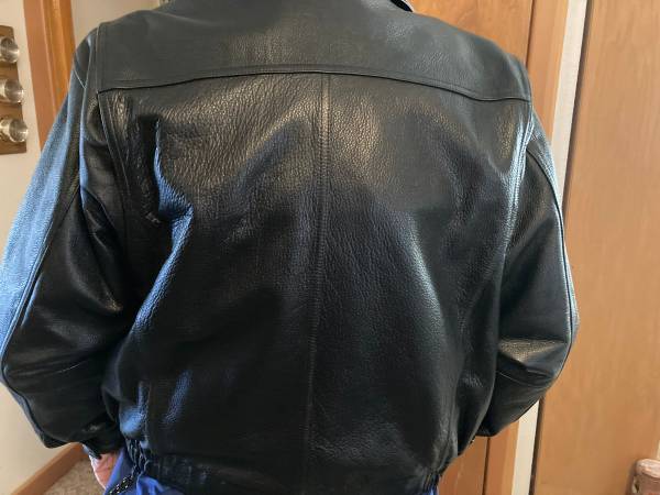 Black Leather Winter Coat Large