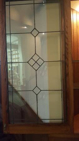 6 VINTAGE LEADED GLASS PANTRY DOORS FROM SHAKER HTS HOME W/ HARDWARE