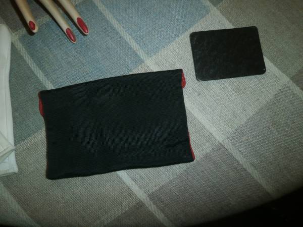 Vintage gloves and cotten purse black circa 1940’s