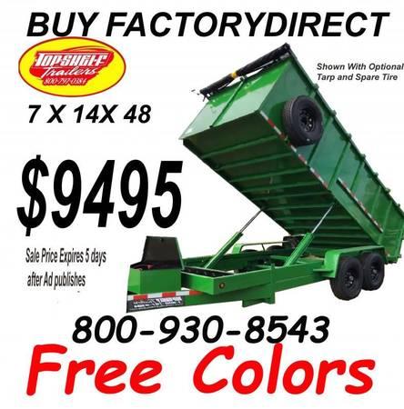 2023 LIME GREEN DUMP TRAILER 7 x 14 x 48 Save And Buy Factory Direct