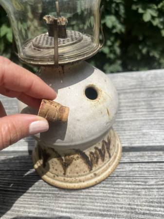 Ceramic pottery oil lamp