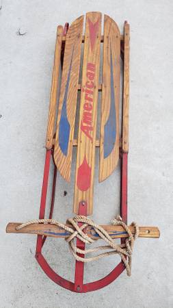 American Flyer Wood-and-Steel Runner Sled/Toboggan