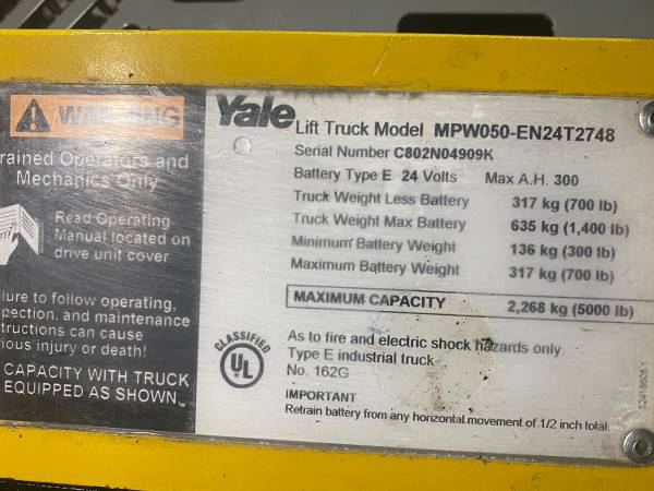 Yale 24 Volt Pallet Jack Forklift