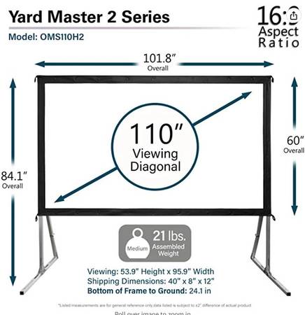 Elite Screens Yard Master 2, 100-inch Outdoor Indoor Projector Screen