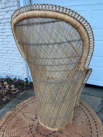 INCREDIBLY STUNNING Vintage Peacock Chair with original chair cushion