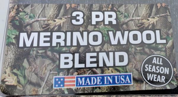 NEW Realtree Edge Socks 3 Pair Merino Wool Blend All Season Made USA