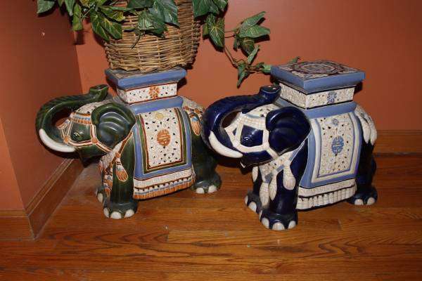 SET OF ELEPHANT PLANT STANDS- Ceramic