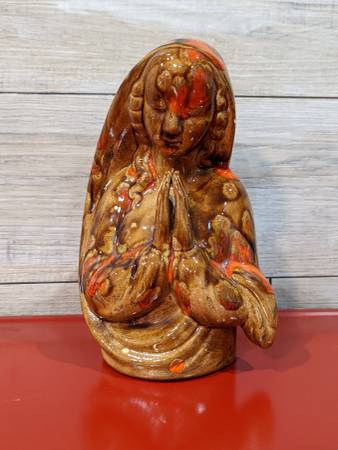 MCM lava glaze Madonna statue vase