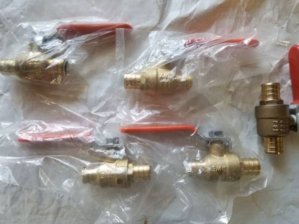 Brass ?” barbed PEX ball valves – NOS