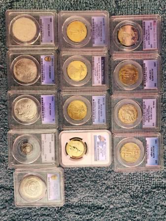 gold and silver coins in PCGS and NGC cases for sale (inheritance)