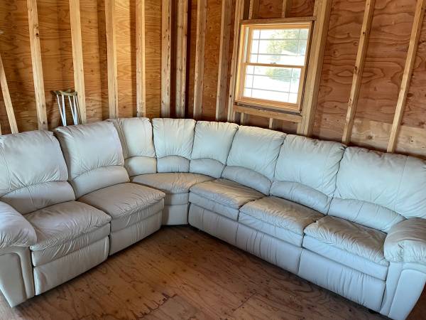 cream leather sectional