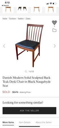 Danish modern solid sculpted back teak chair pair