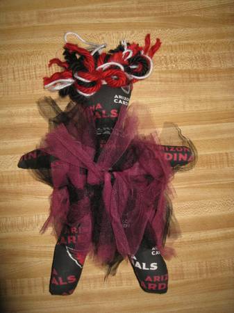 Arizona Cardinals swag: beanie, voodoo/frustration doll, action figure