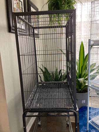 53-Inch Parakeet Bird Cage, Wrought Iron Birdcage with Rolling Stand