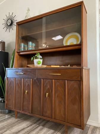 1960’s Danish Modern Inspired Holman Walnut Credenza-Hutch