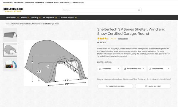 ShelterLogic/ShelterTech SP Series Garage – Wind and Snow Certified