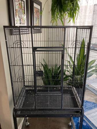 53-Inch Parakeet Bird Cage, Wrought Iron Birdcage with Rolling Stand