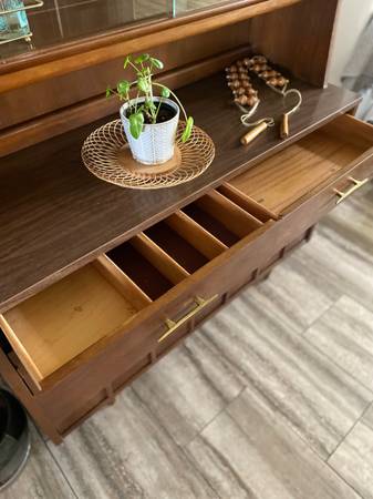 1960’s Danish Modern Inspired Holman Walnut Credenza-Hutch