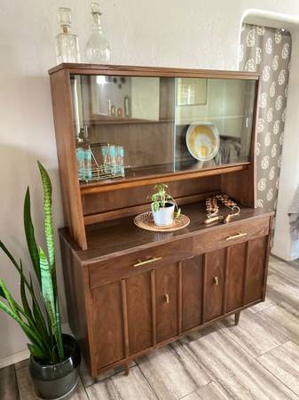 1960’s Danish Modern Inspired Holman Walnut Credenza-Hutch