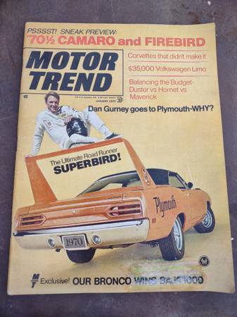 Motor Trend January 1970 Dan Gurney Plymouth Superbird Issue