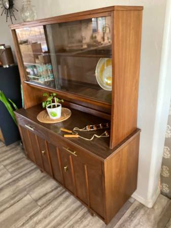 1960’s Danish Modern Inspired Holman Walnut Credenza-Hutch