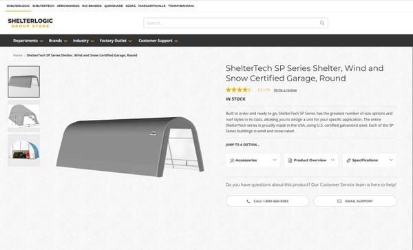 ShelterLogic/ShelterTech SP Series Garage – Wind and Snow Certified